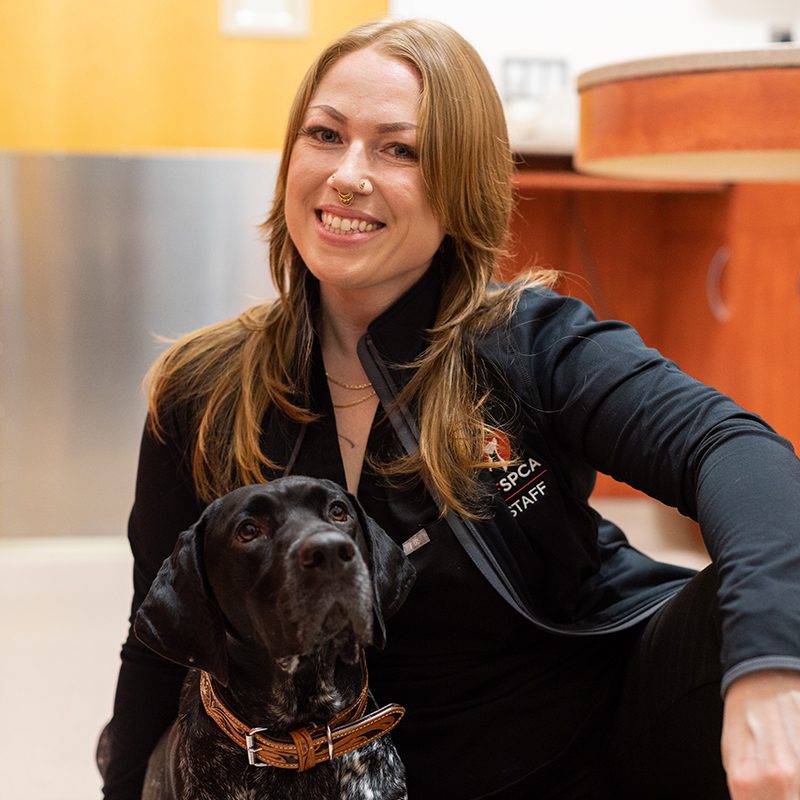 SF SPCA RVT Jessica Bogosian with dog